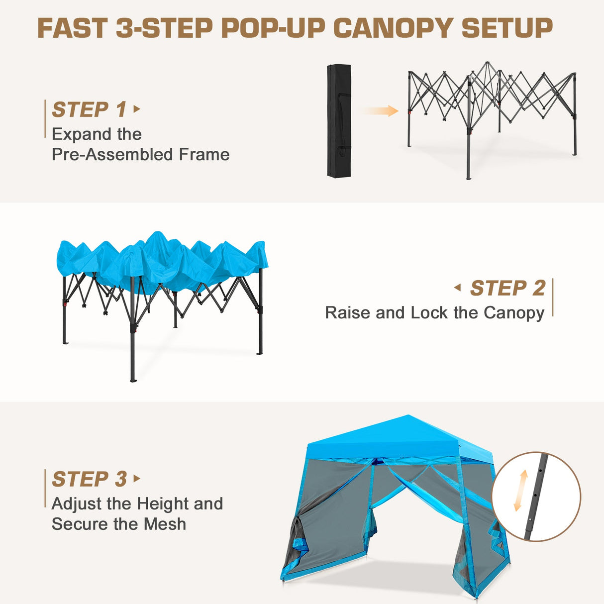 10x10 Slant Leg Easy Setup Pop Up Canopy Tent - Eagle Peak®