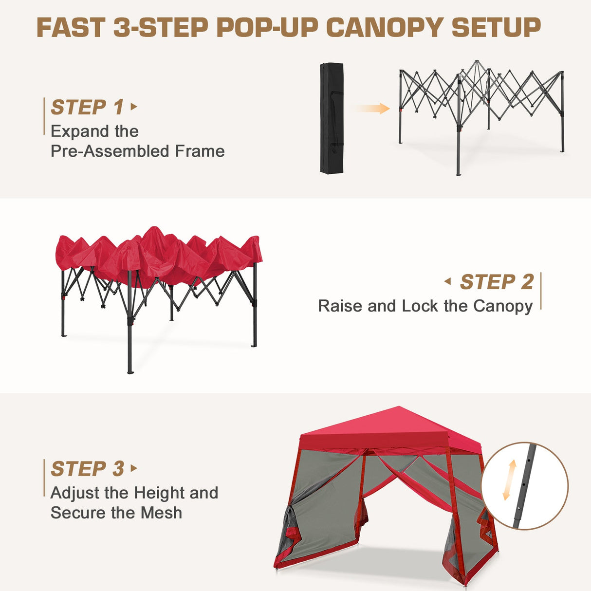 10x10 Slant Leg Easy Setup Pop Up Canopy Tent - Eagle Peak®