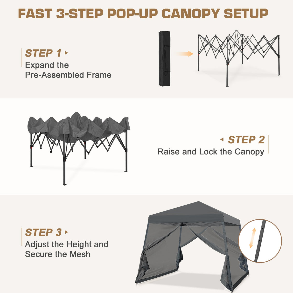 10x10 Slant Leg Easy Setup Pop Up Canopy Tent - Eagle Peak®