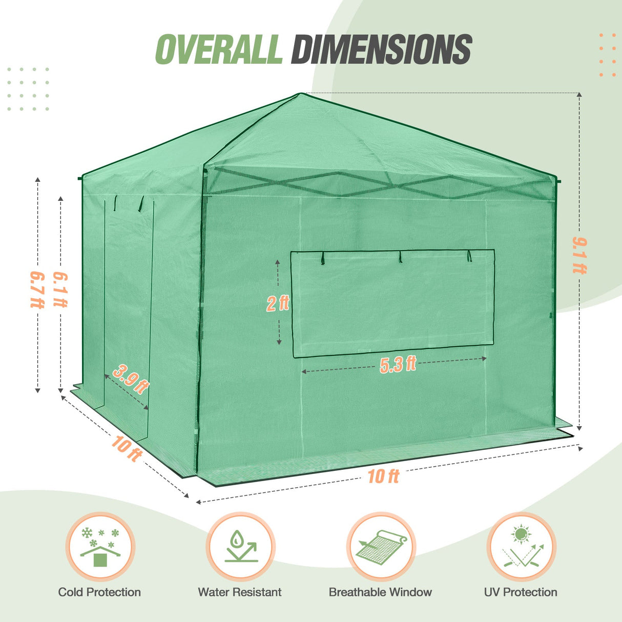 10x10 Walk In Pop Up Greenhouse - Eagle Peak