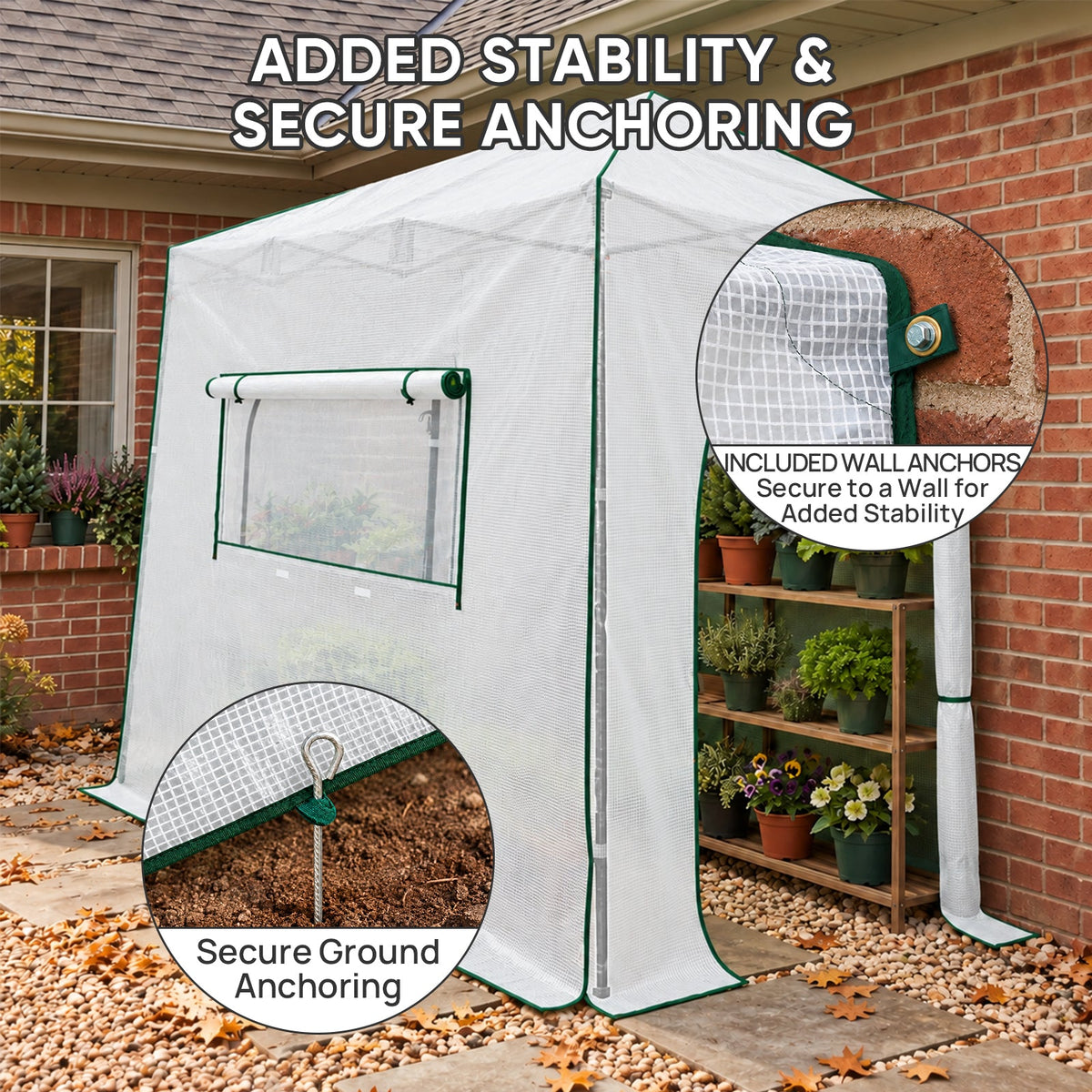10x5 Easy Setup Pop Up Greenhouse, Lean-To Design - Eagle Peak®