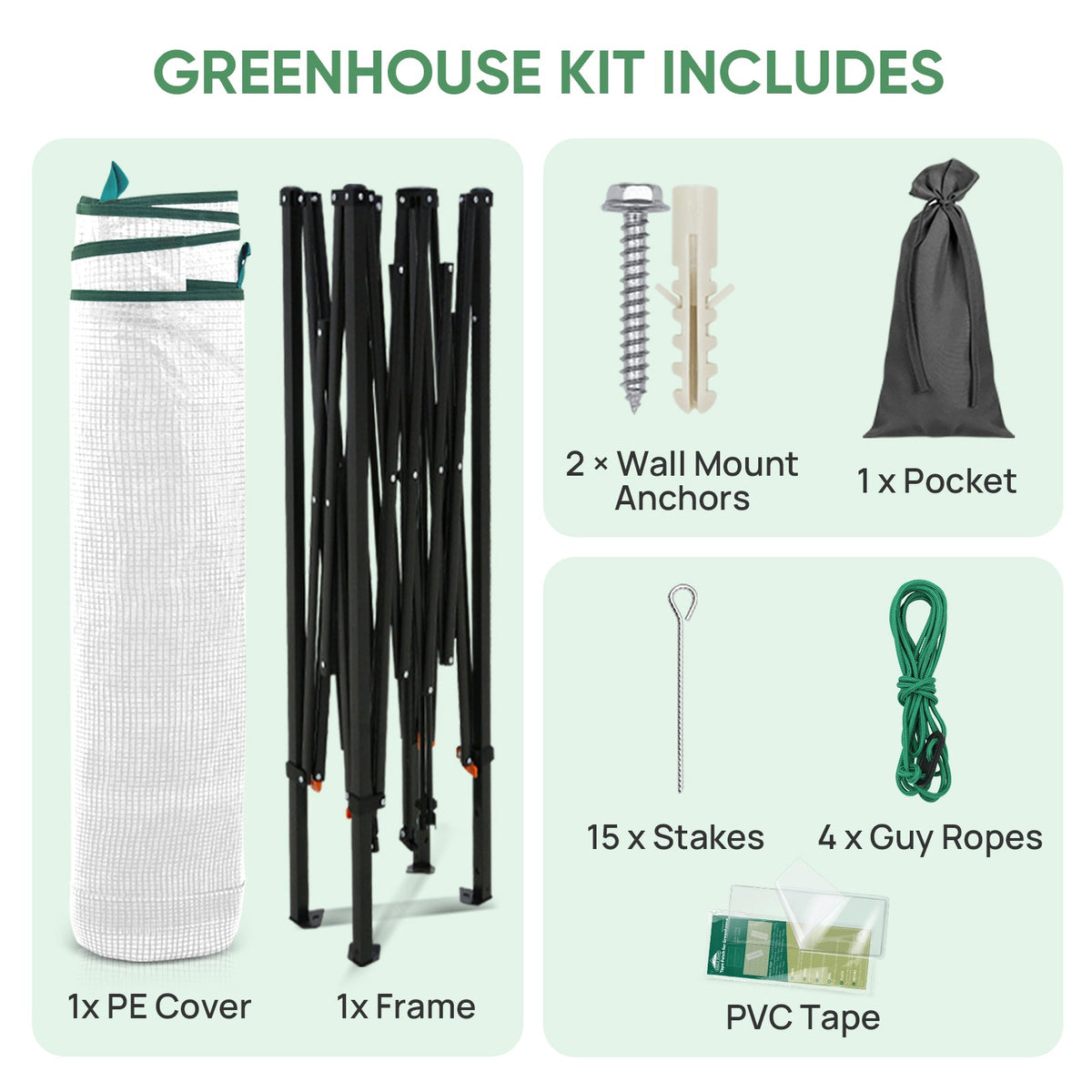 10x5 Easy Setup Pop Up Greenhouse, Lean-To Design - Eagle Peak®