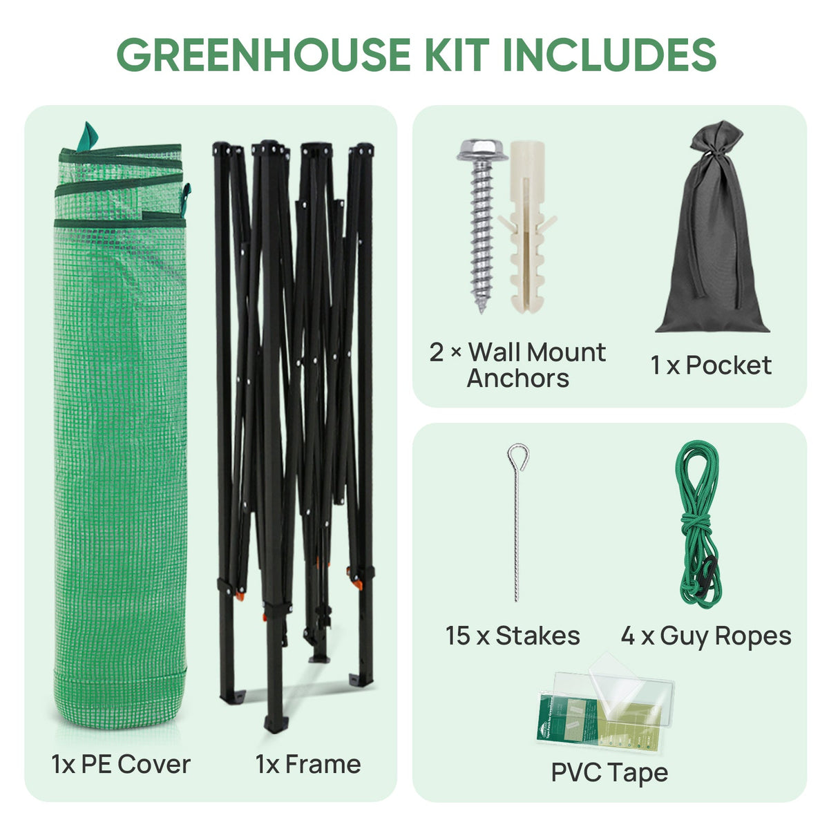 10x5 Easy Setup Pop Up Greenhouse, Lean-To Design - Eagle Peak®