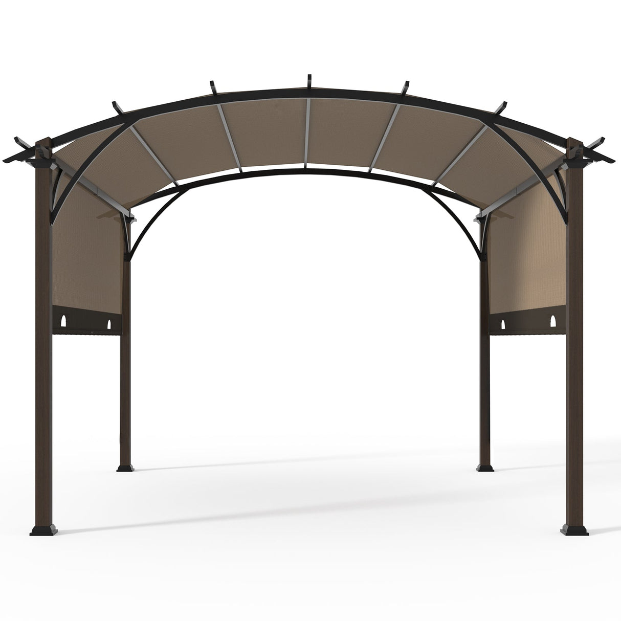 11.4x11.4 Outdoor Pergola with Retractable Textilene Sun Shade Top - Eagle Peak Custom Canopy Tent