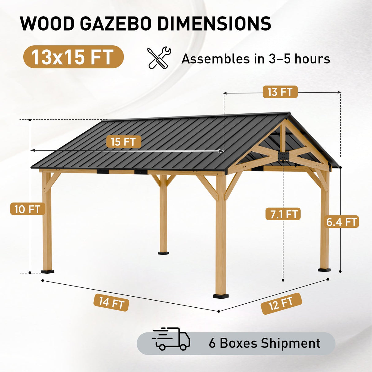 11x13/13x15 Hardtop Gazebo, Exposed Beam Rustic Gazebo - Eagle Peak Custom Canopy Tent