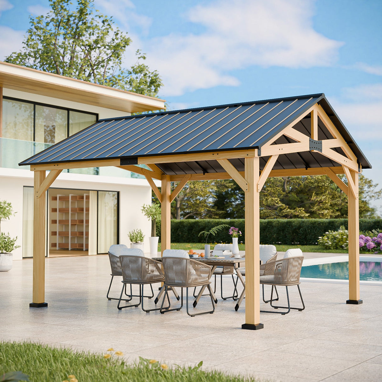 11x13/13x15 Hardtop Gazebo, Exposed Beam Rustic Gazebo - Eagle Peak Custom Canopy Tent