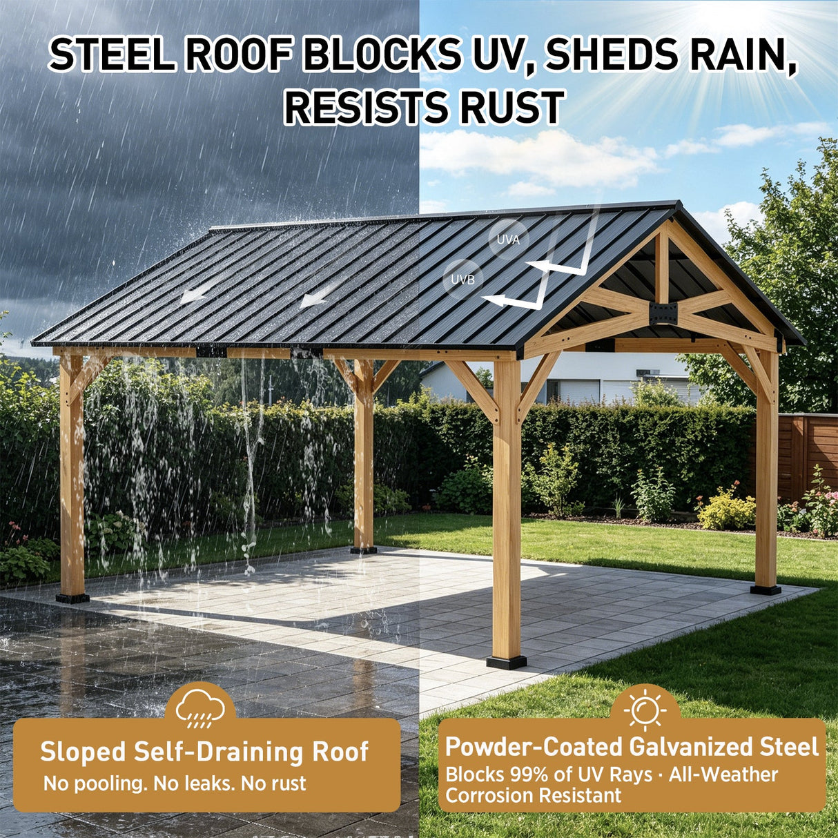 11x13/13x15 Hardtop Gazebo, Exposed Beam Rustic Gazebo - Eagle Peak Custom Canopy Tent