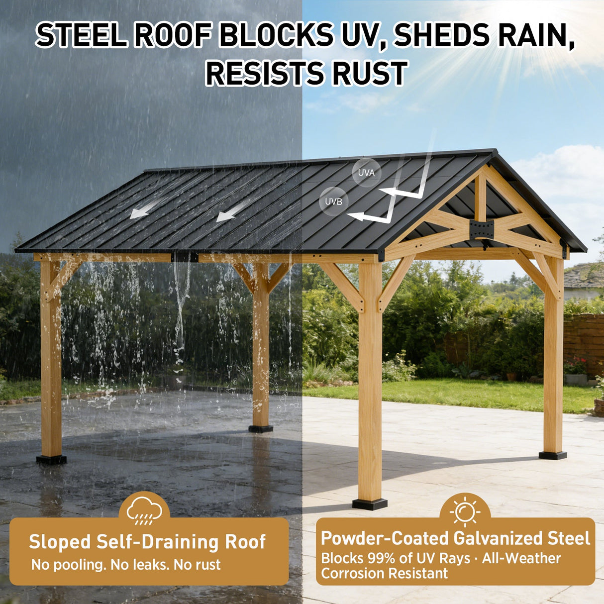 11x13/13x15 Hardtop Gazebo, Exposed Beam Rustic Gazebo - Eagle Peak Custom Canopy Tent