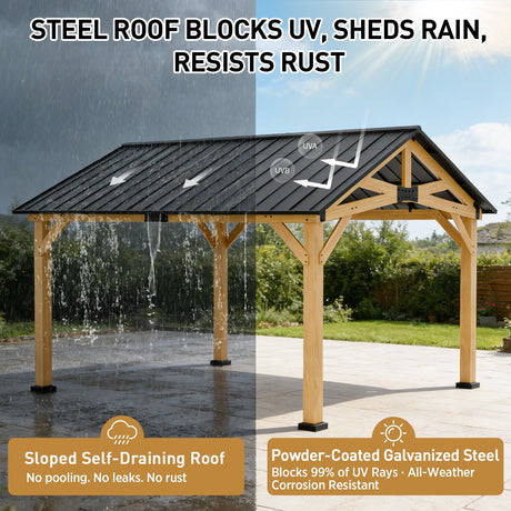 11x13/13x15 Hardtop Gazebo, Exposed Beam Rustic Gazebo - Eagle Peak Custom Canopy Tent