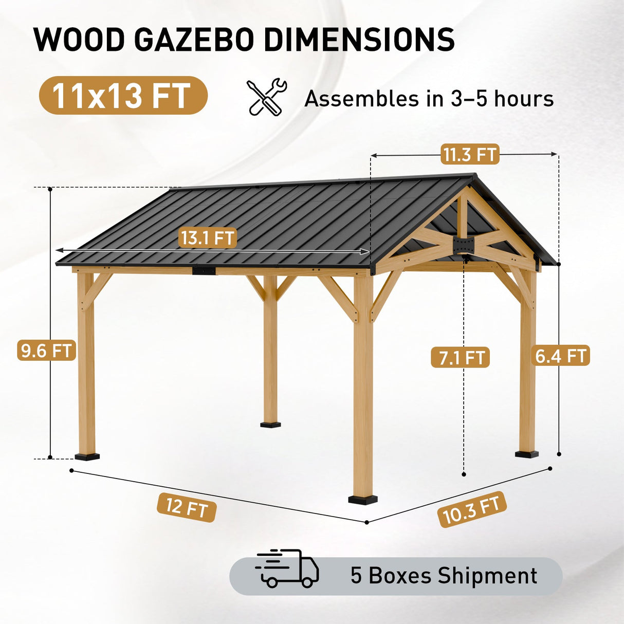 11x13/13x15 Hardtop Gazebo, Exposed Beam Rustic Gazebo - Eagle Peak Custom Canopy Tent