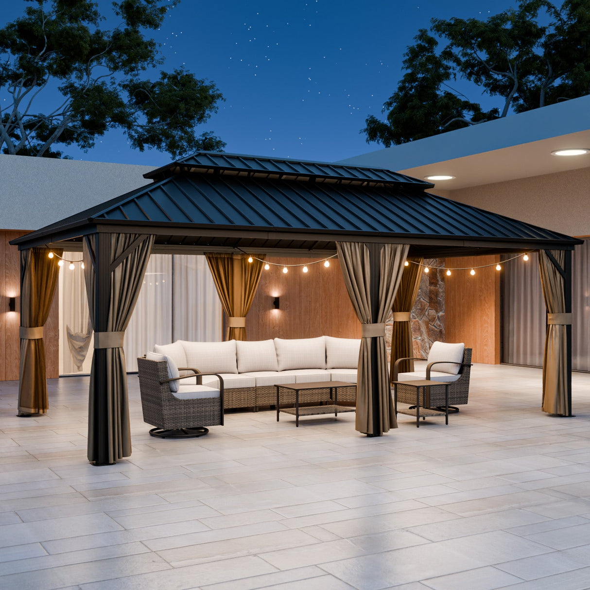 12x10 Hardtop Gazebo, Galvanized Steel Double Roof with Aluminum Frame - Eagle Peak Custom Canopy Tent