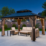 12x10 Hardtop Gazebo, Galvanized Steel Double Roof with Aluminum Frame - Eagle Peak Custom Canopy Tent