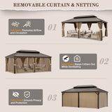 12x10 Hardtop Gazebo, Galvanized Steel Double Roof with Aluminum Frame - Eagle Peak Custom Canopy Tent
