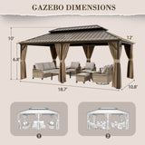 12x10 Hardtop Gazebo, Galvanized Steel Double Roof with Aluminum Frame - Eagle Peak Custom Canopy Tent