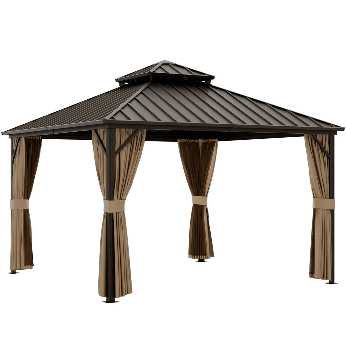 12x10 Hardtop Gazebo, Galvanized Steel Double Roof with Aluminum Frame - Eagle Peak Custom Canopy Tent