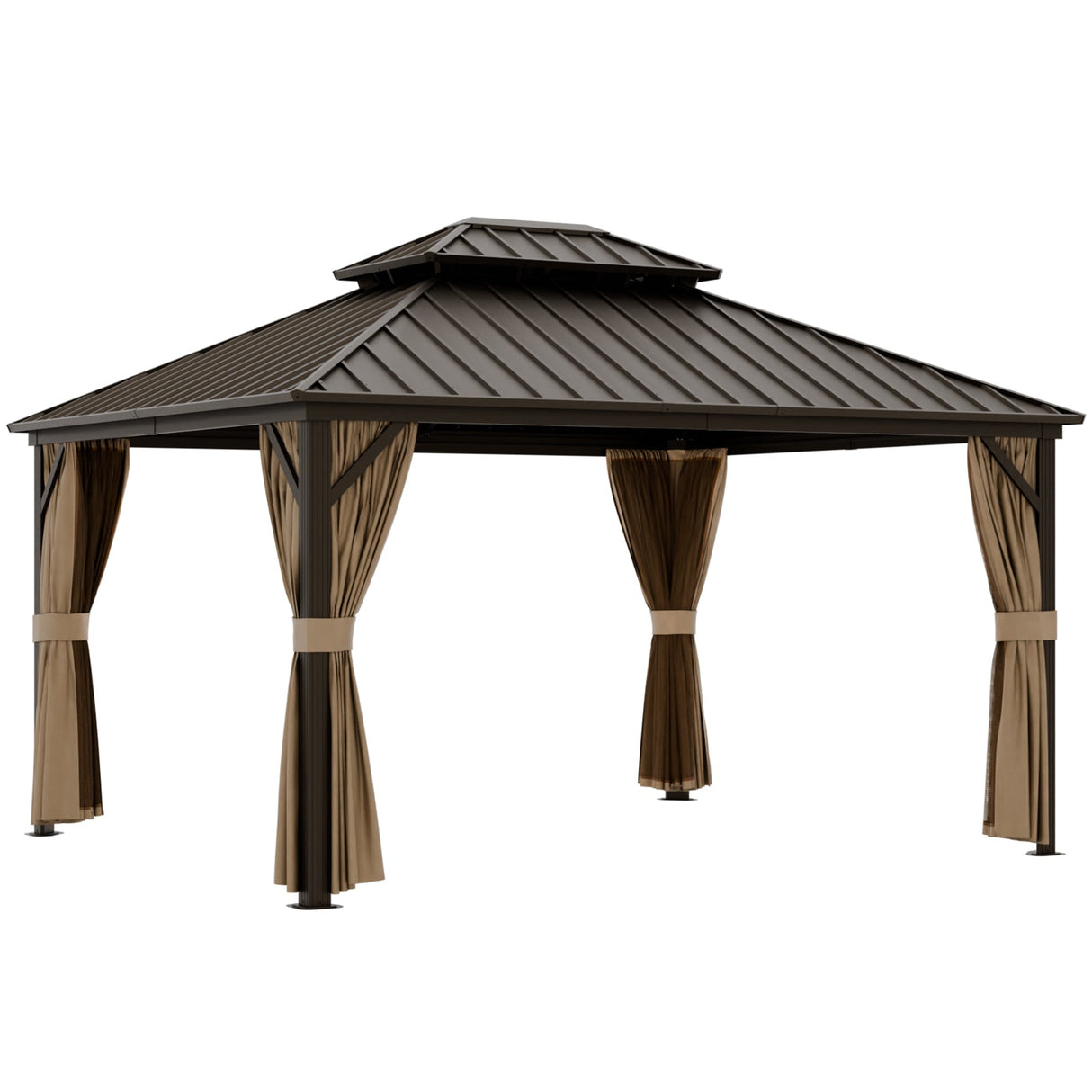 12x10 Hardtop Gazebo, Galvanized Steel Double Roof with Aluminum Frame - Eagle Peak Custom Canopy Tent