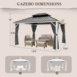 12x10/12x12/12x14/12x16/12x18/12x20 Hardtop Gazebo, Galvanized Steel Double Roof with Aluminum Frame - Eagle Peak Custom Canopy Tent