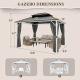 12x10/12x12/12x14/12x16/12x18/12x20 Hardtop Gazebo, Galvanized Steel Double Roof with Aluminum Frame - Eagle Peak Custom Canopy Tent