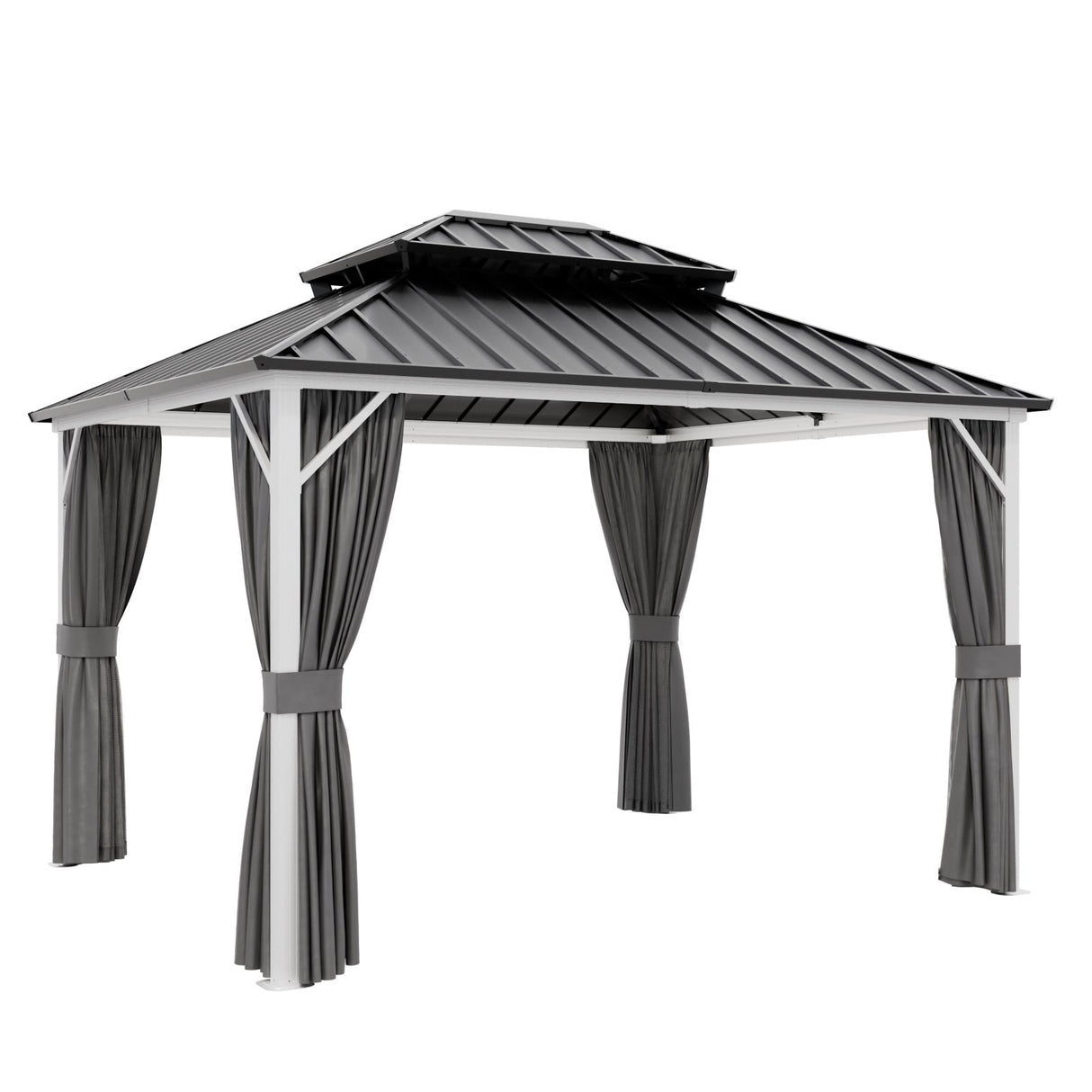 12x10/12x12/12x14/12x16/12x18/12x20 Hardtop Gazebo, Galvanized Steel Double Roof with Aluminum Frame - Eagle Peak Custom Canopy Tent