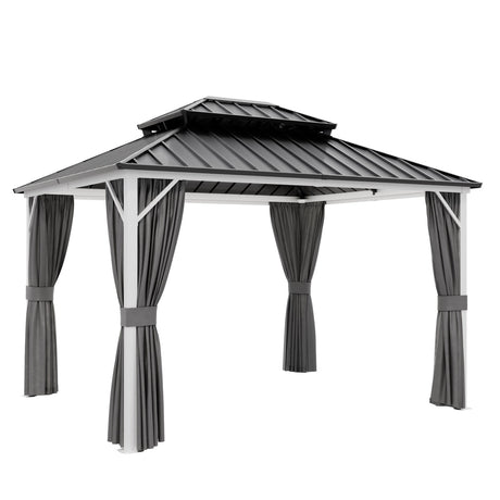 12x10/12x12/12x14/12x16/12x18/12x20 Hardtop Gazebo, Galvanized Steel Double Roof with Aluminum Frame - Eagle Peak Custom Canopy Tent