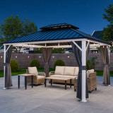 12x10/12x12/12x14/12x16/12x18/12x20 Hardtop Gazebo, Galvanized Steel Double Roof with Aluminum Frame - Eagle Peak Custom Canopy Tent