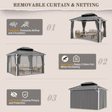 12x10/12x12/12x14/12x16/12x18/12x20 Hardtop Gazebo, Galvanized Steel Double Roof with Aluminum Frame - Eagle Peak Custom Canopy Tent