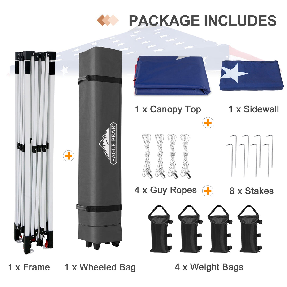 12x12 Commercial Heavy Duty Pop up Canopy with 1 Sidewall - Eagle Peak Custom Canopy Tent