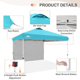 12x12 Commercial Heavy Duty Pop up Canopy with 1 Sidewall - Eagle Peak Custom Canopy Tent