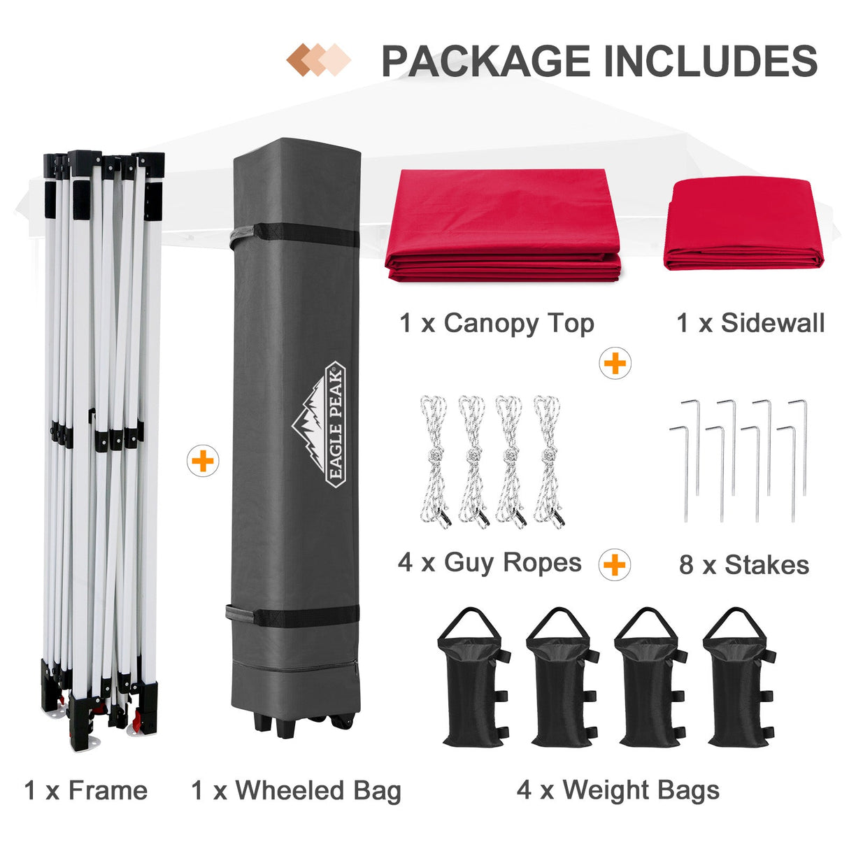12x12 Commercial Heavy Duty Pop up Canopy with 1 Sidewall - Eagle Peak Custom Canopy Tent
