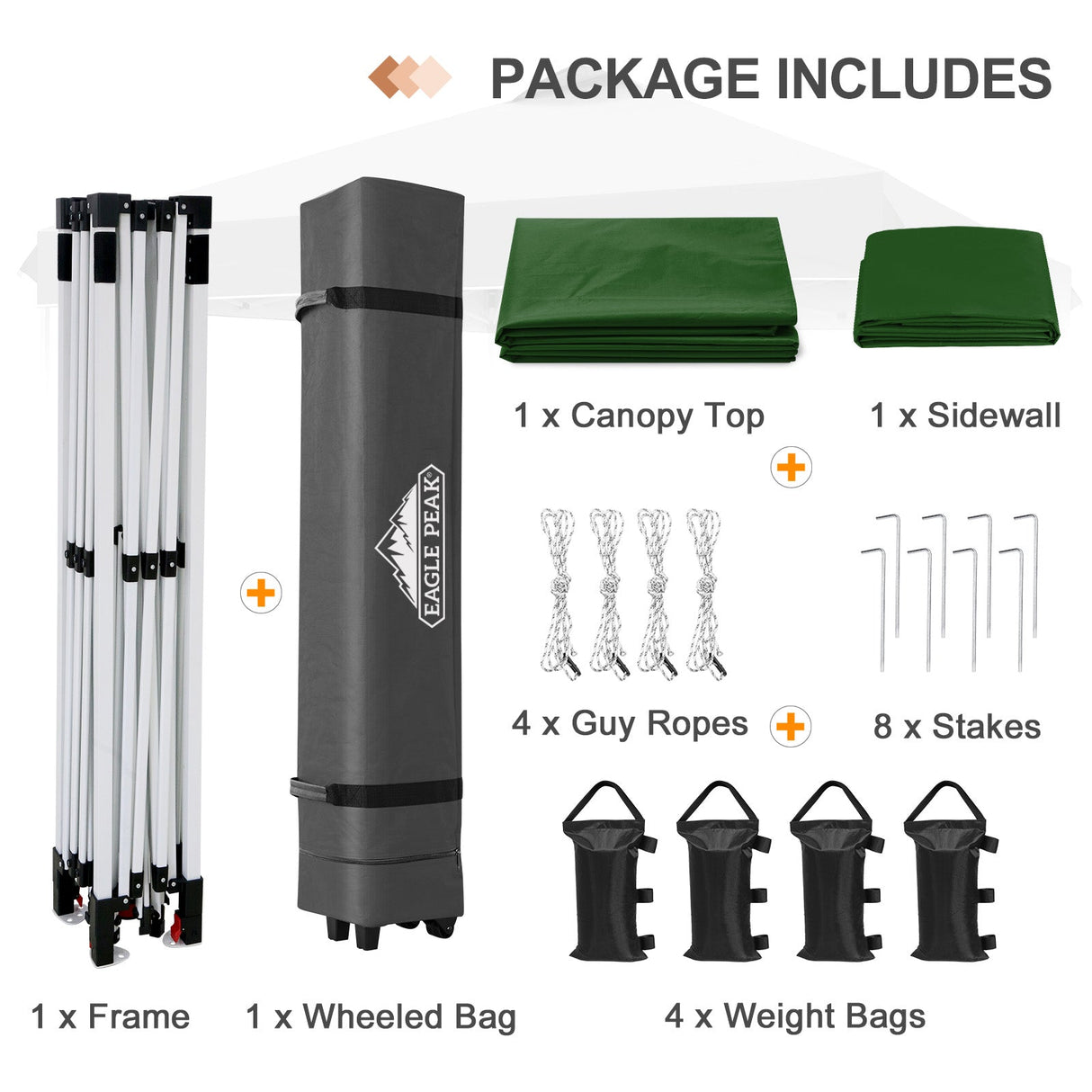 12x12 Commercial Heavy Duty Pop up Canopy with 1 Sidewall - Eagle Peak Custom Canopy Tent