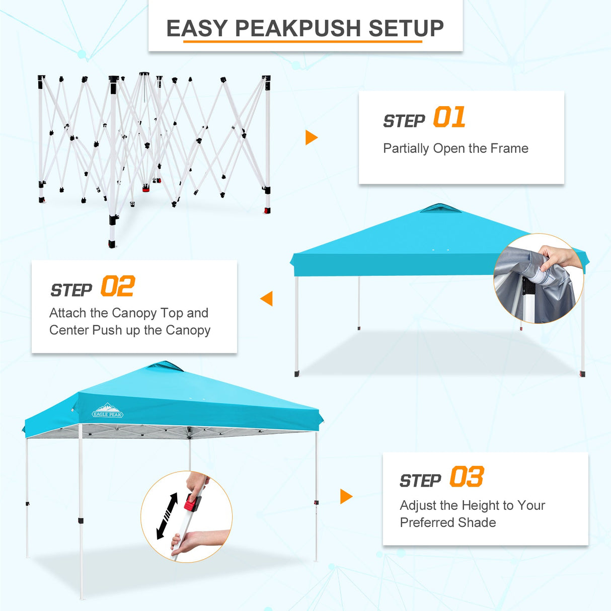 12x12 ft Pop Up Canopy Tent - Eagle Peak Custom Canopy Tent