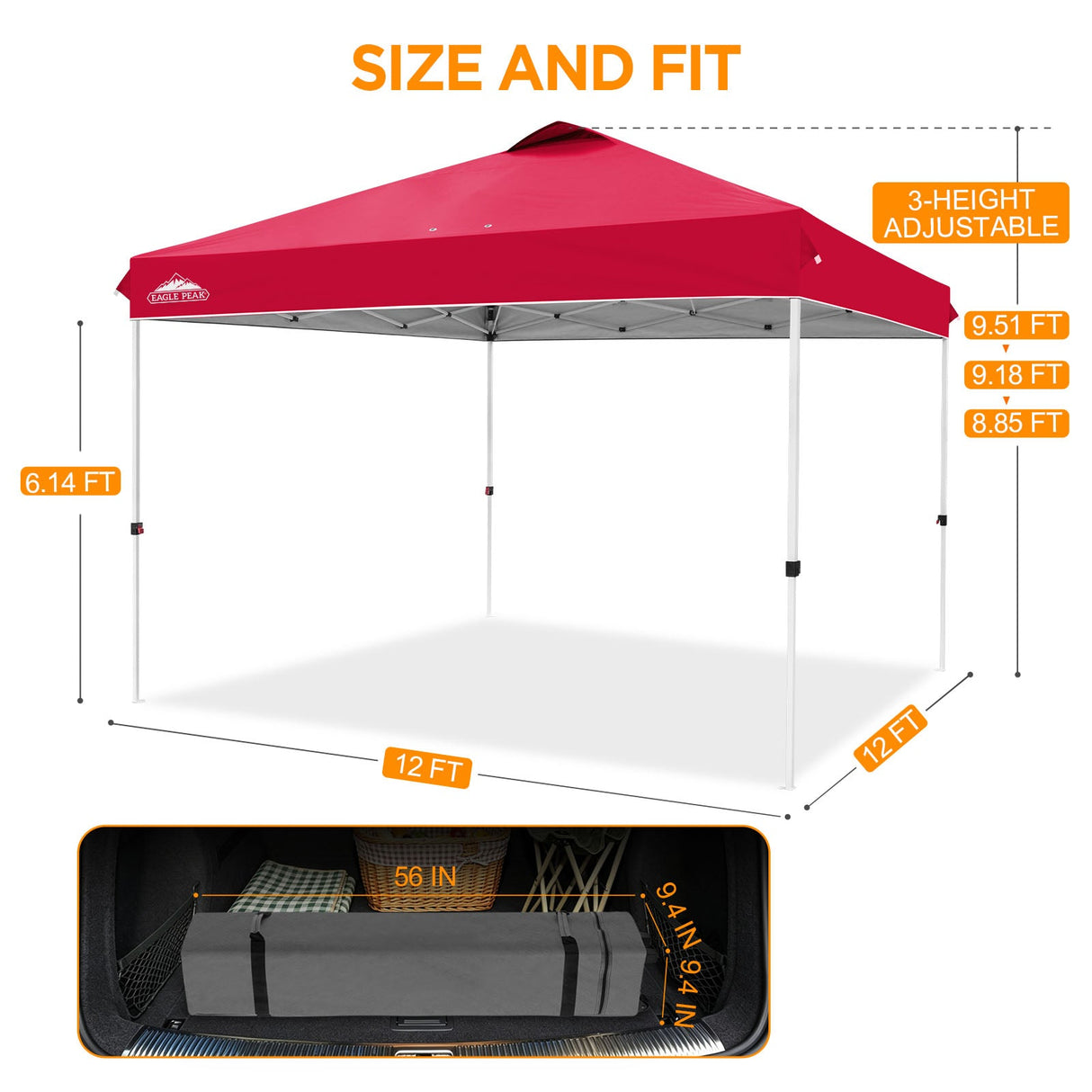 12x12 ft Pop Up Canopy Tent - Eagle Peak