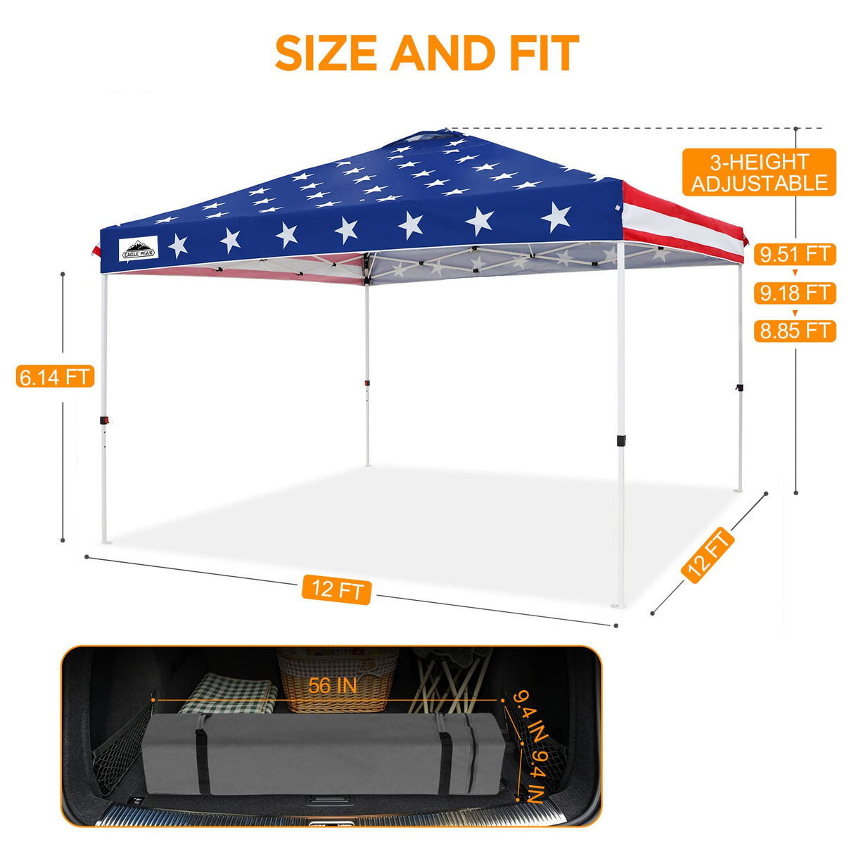 12x12 ft Pop Up Canopy Tent - Eagle Peak