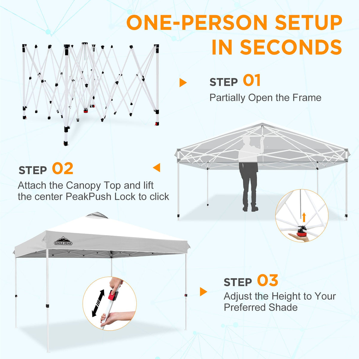 12x12 Pop Up Canopy Tent Easy Up Canopy Outdoor - Eagle Peak®