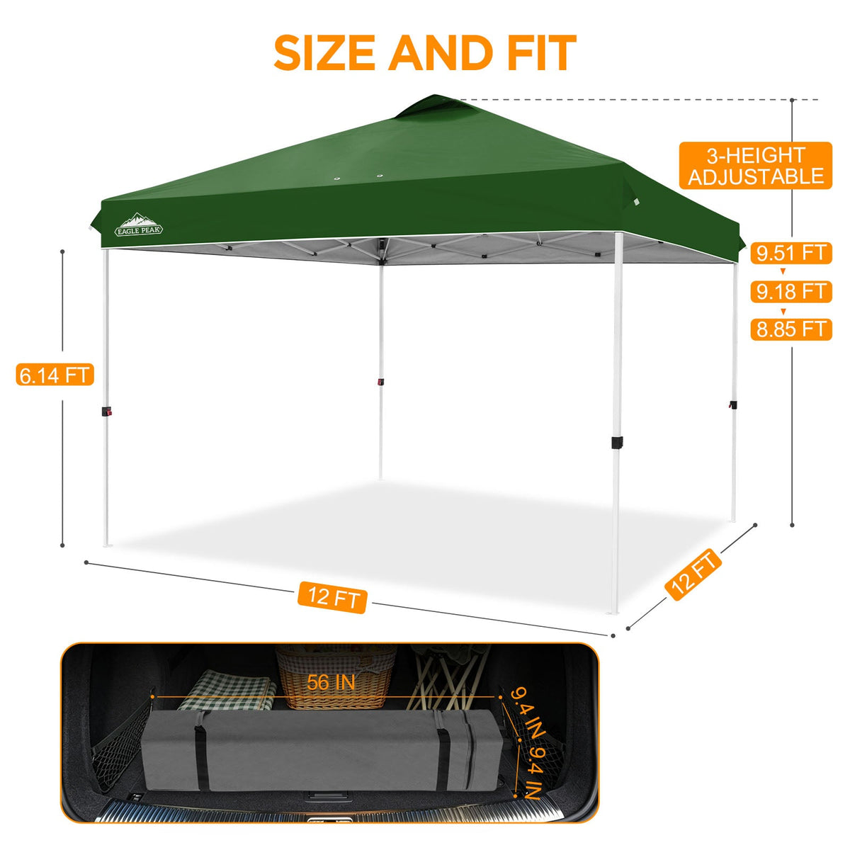 12x12 Pop Up Canopy Tent Easy Up Canopy Outdoor - Eagle Peak®