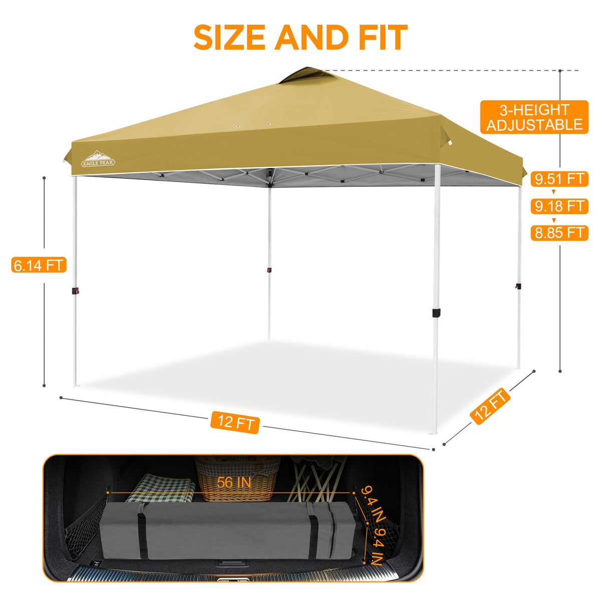 12x12 Pop Up Canopy Tent Easy Up Canopy Outdoor - Eagle Peak®