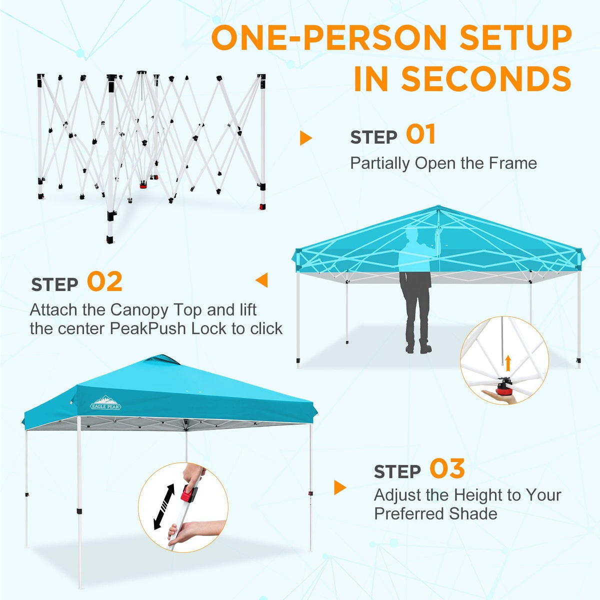 12x12 Pop Up Canopy Tent Easy Up Canopy Outdoor - Eagle Peak®