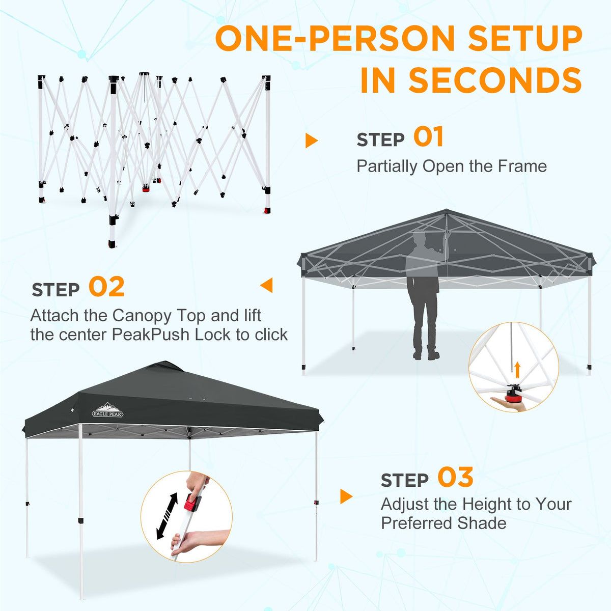 12x12 Pop Up Canopy Tent Easy Up Canopy Outdoor - Eagle Peak®