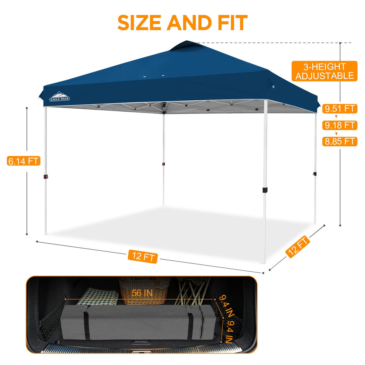 12x12 Pop Up Canopy Tent Easy Up Canopy Outdoor - Eagle Peak®