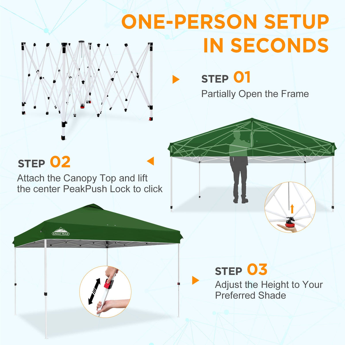 12x12 Pop Up Canopy Tent Easy Up Canopy Outdoor - Eagle Peak®