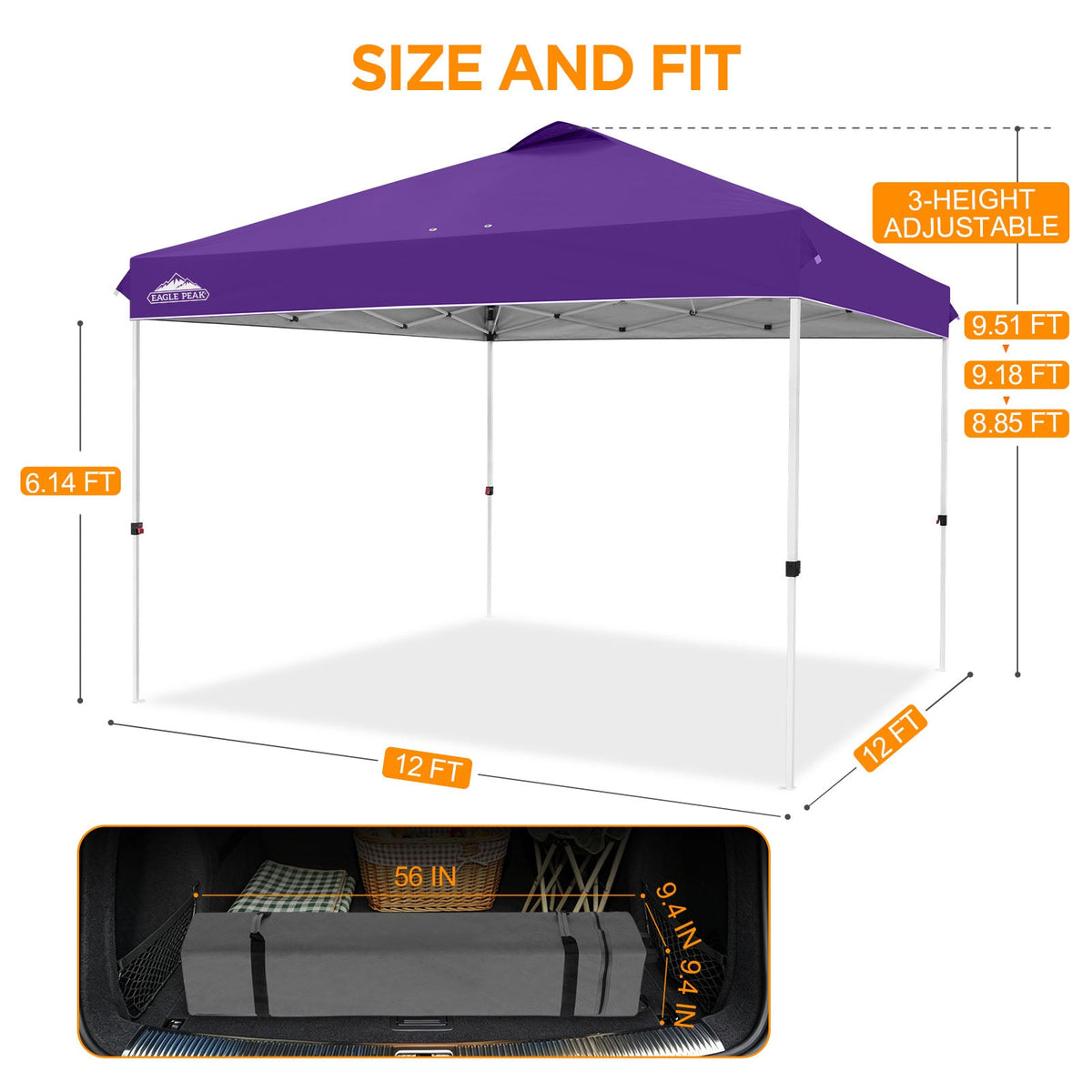 12x12 Pop Up Canopy Tent Easy Up Canopy Outdoor - Eagle Peak®