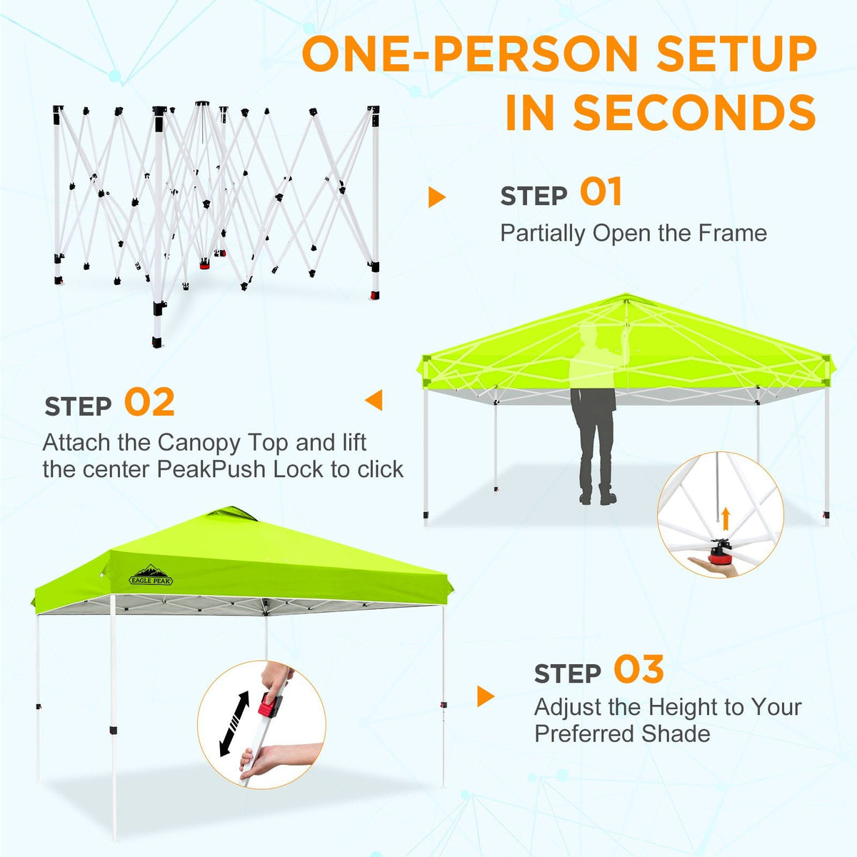 12x12 Pop Up Canopy Tent Easy Up Canopy Outdoor - Eagle Peak®