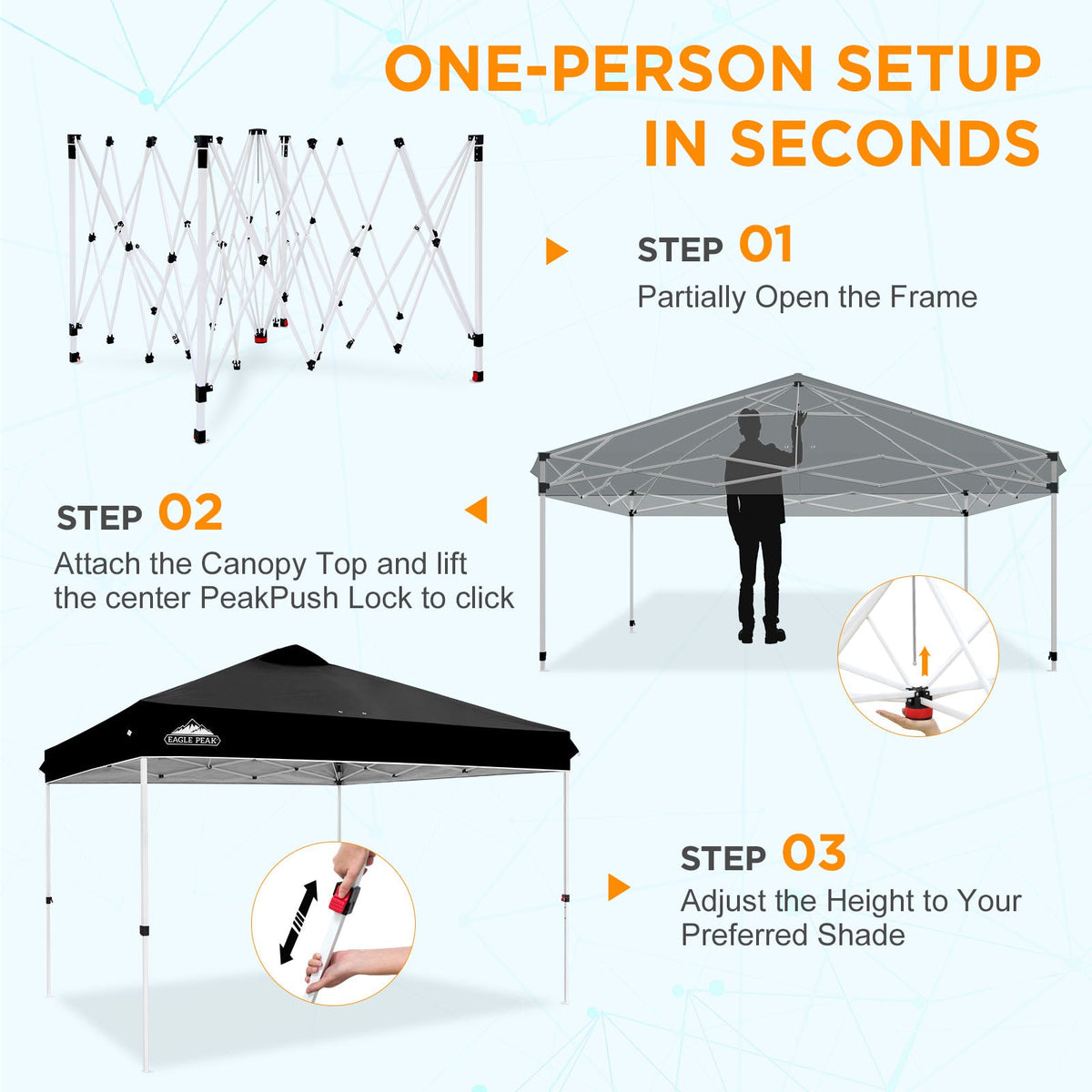 12x12 Pop Up Canopy Tent Easy Up Canopy Outdoor - Eagle Peak®