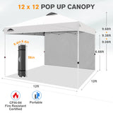 12x12 Pop Up Canopy Tent with 1 Sidewall - Eagle Peak®