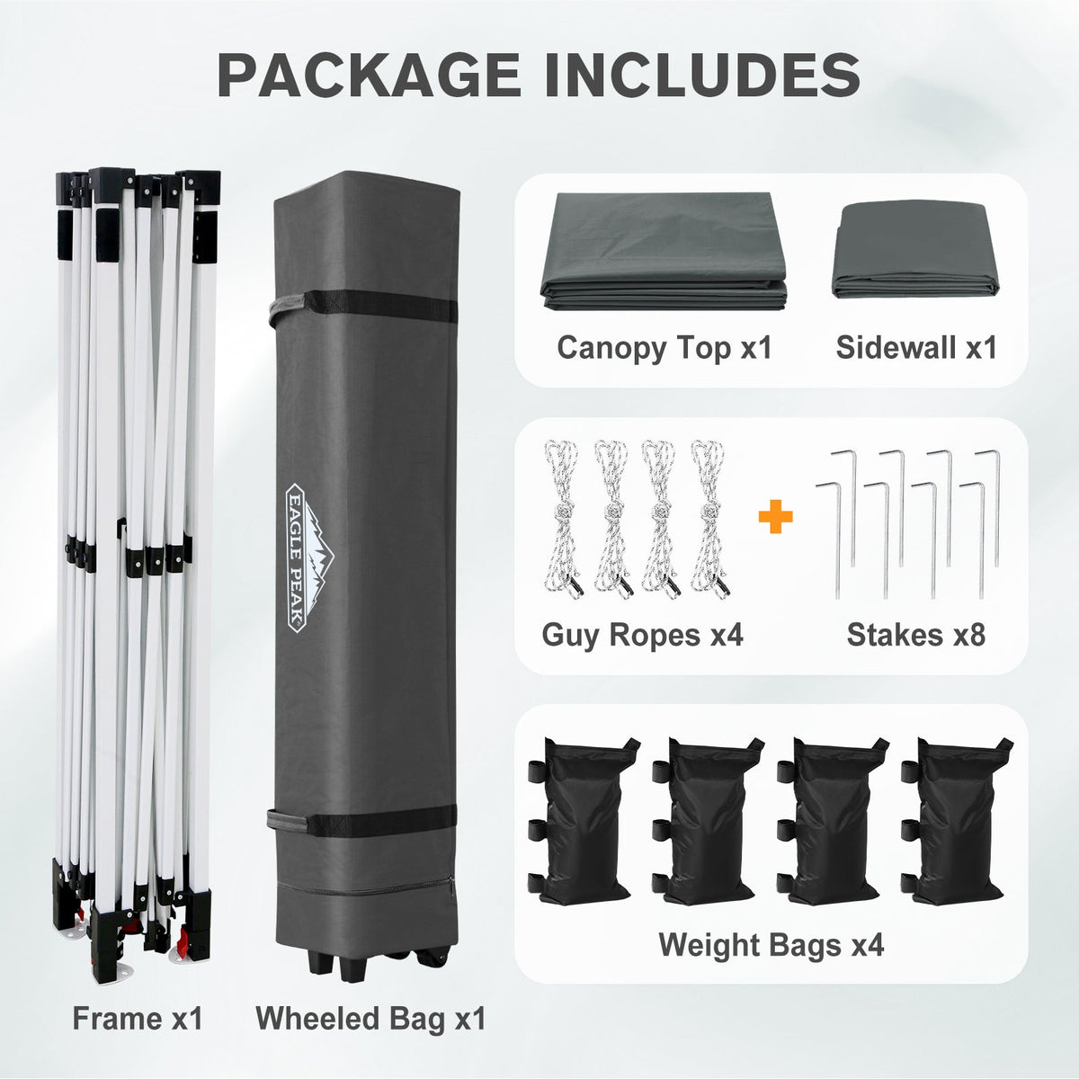 12x12 Pop Up Canopy Tent with 1 Sidewall - Eagle Peak®