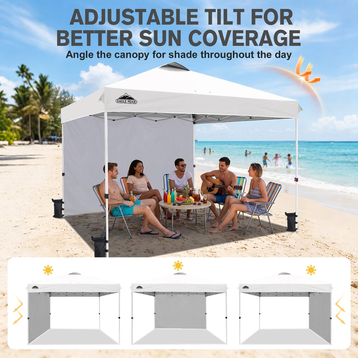 12x12 Pop Up Canopy Tent with 1 Sidewall - Eagle Peak®