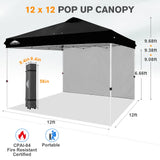 12x12 Pop Up Canopy Tent with 1 Sidewall - Eagle Peak®