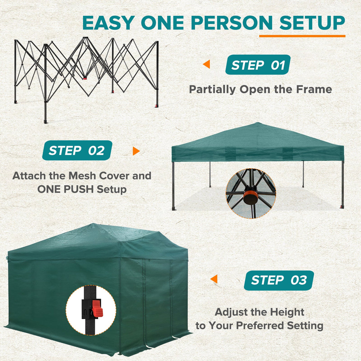 12x8 Portable Large Walk - in Pop Up Greenhouse - Eagle Peak Custom Canopy Tent
