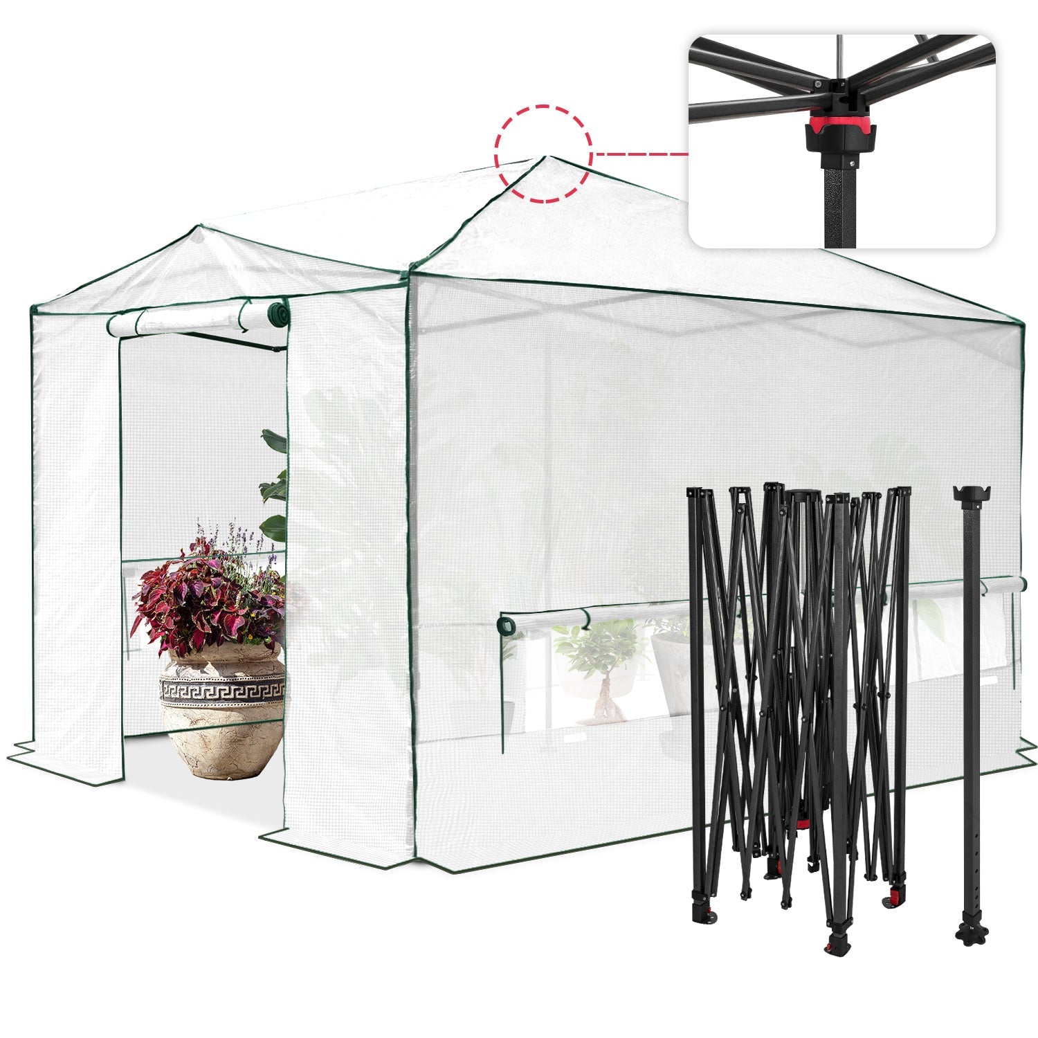 12x8 Portable Large Walk-in Pop Up Greenhouse