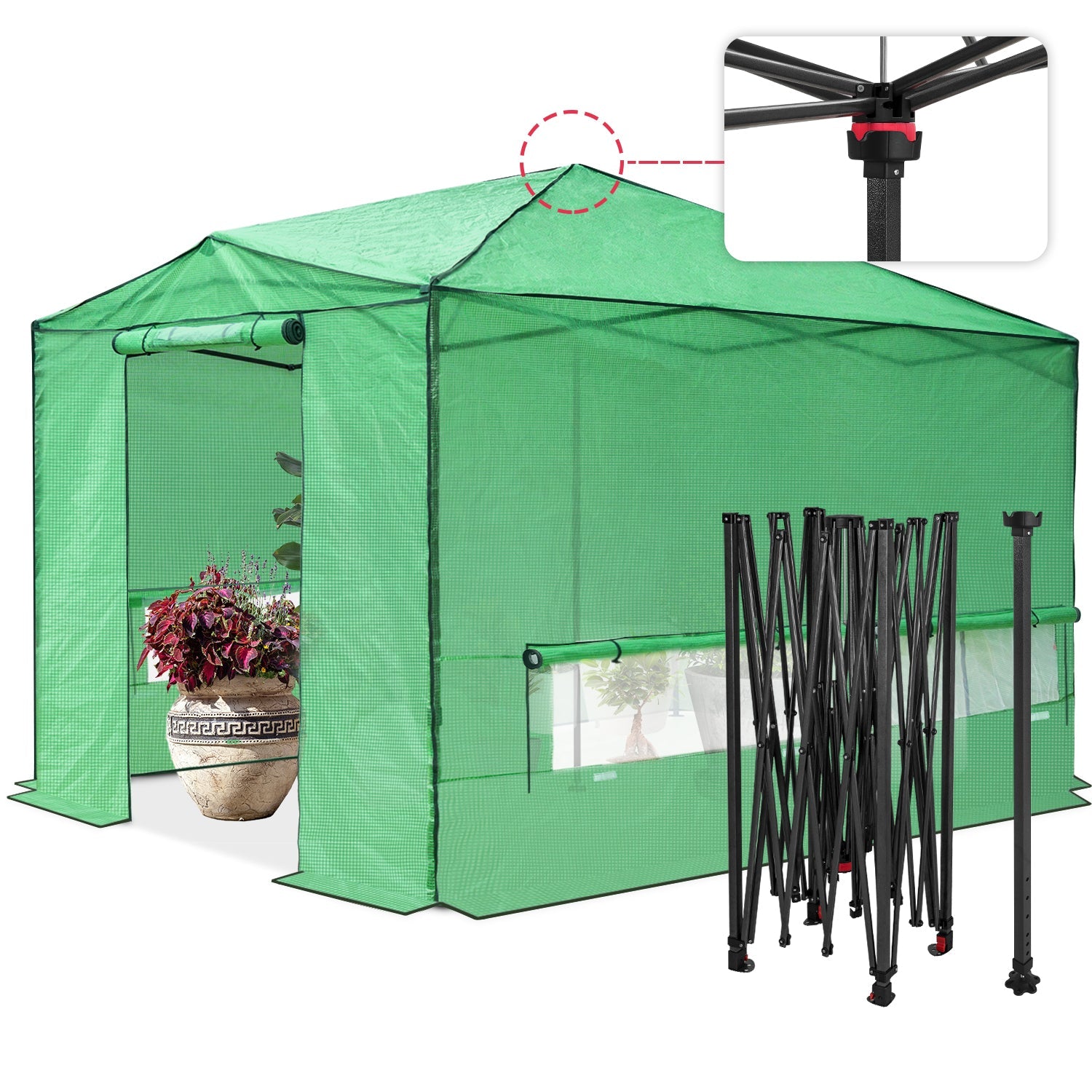 プロップハウス 12x8 Portable Large Walk-in Pop Up Greenhouse – Eagle Peak